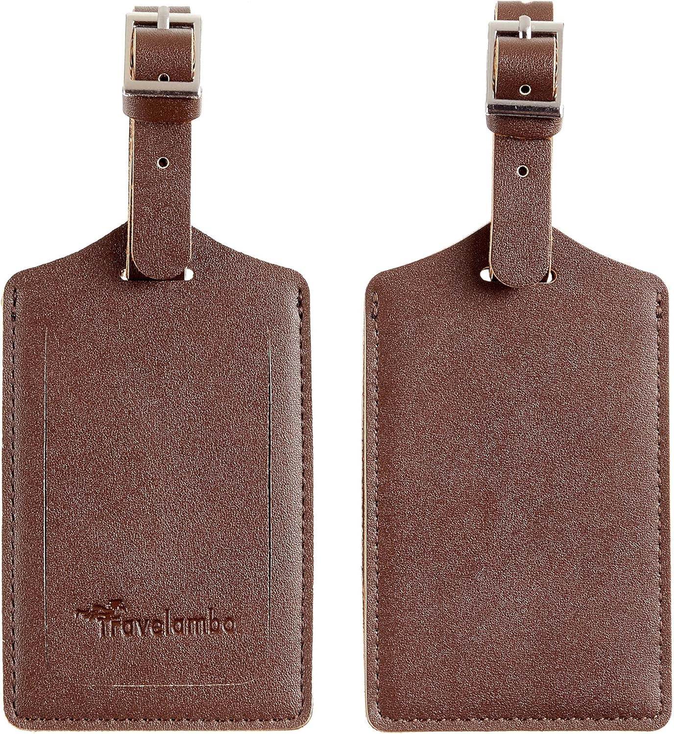 Travelambo Luggage Tags for Suitcases PU Leather Travel Tags Bag Tags Privacy Protection Travel Essentials