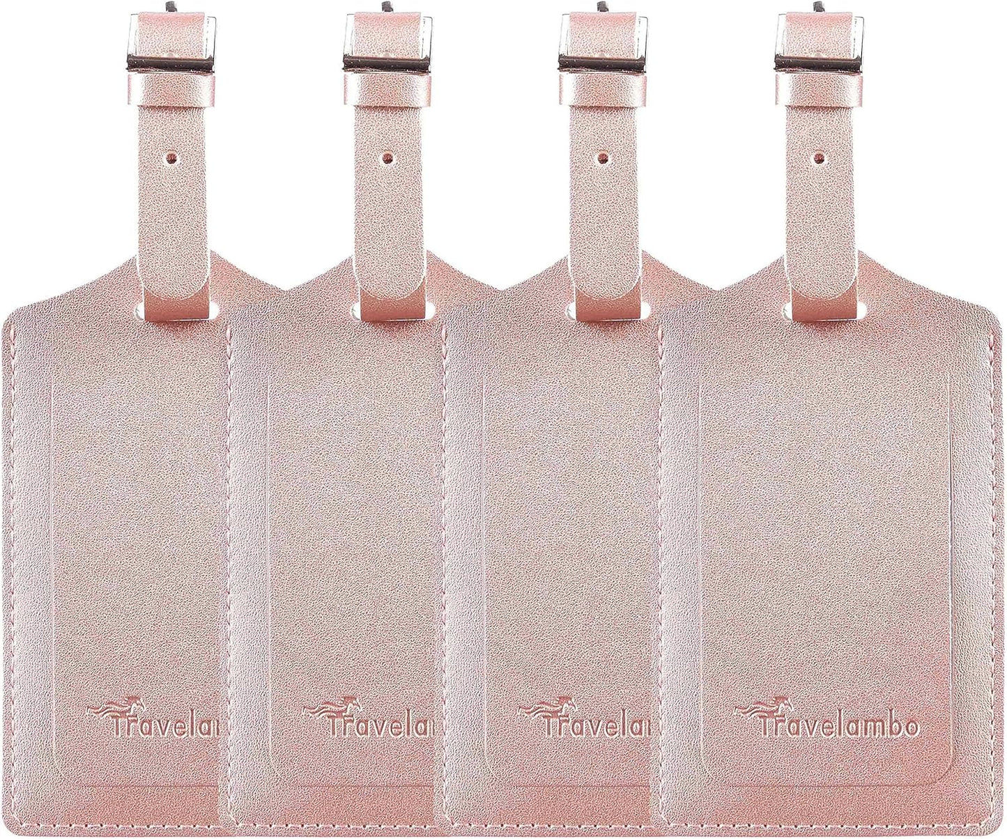 Travelambo Luggage Tags for Suitcases PU Leather Travel Tags Bag Tags Privacy Protection Travel Essentials