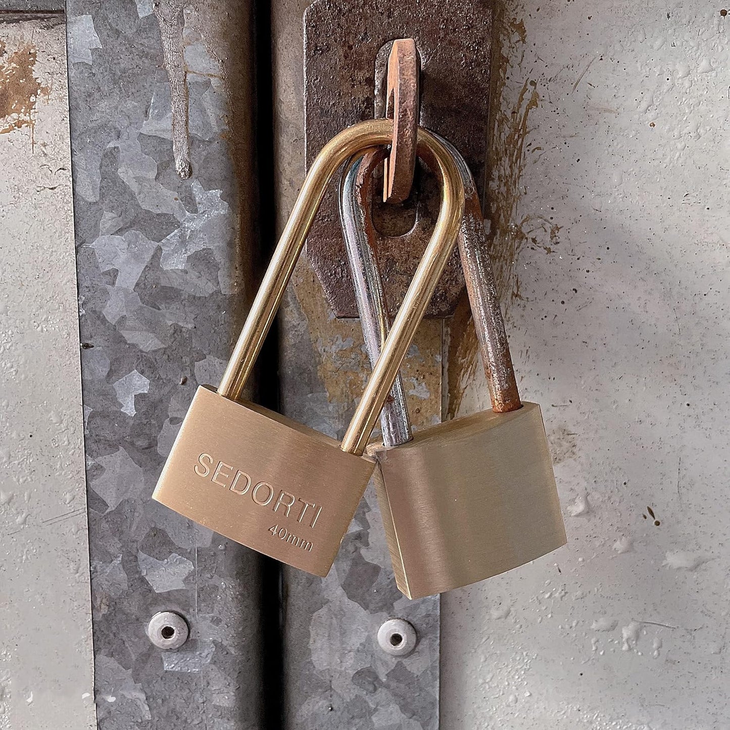 Weather Proof Locks with Same Key#31322, Solid Brass Keyed Alike Padlocks with Long Brass Shackle, Light Duty, 1-1/2" Wide Body, Marine Padlock, Anti Rust Lock, 24 Pack